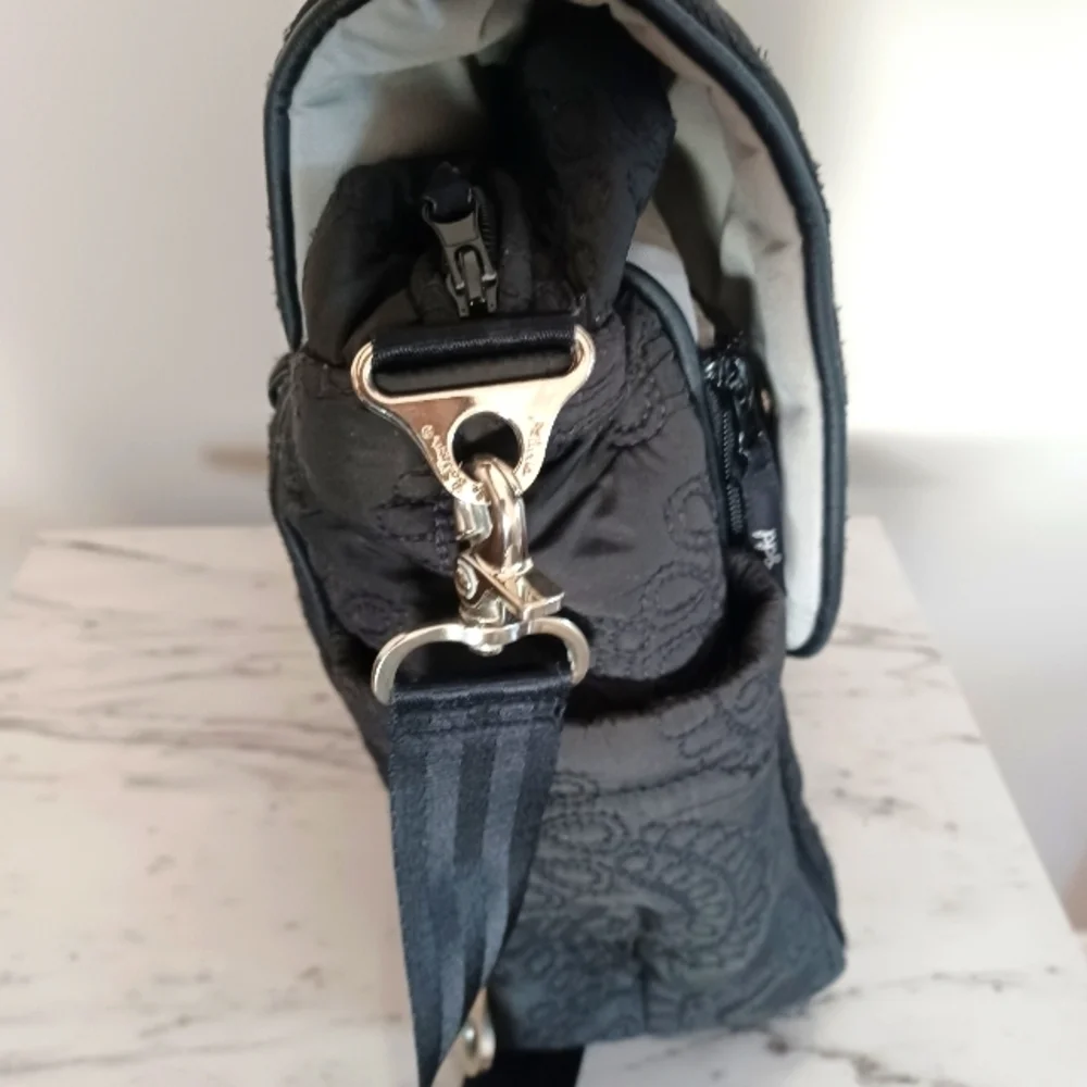 Petunia Pickle Bottom Embossed Black Diaper Bag